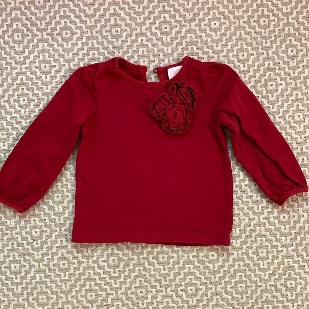 Janie and Jack Red Shirt with Rosettes 12-18m